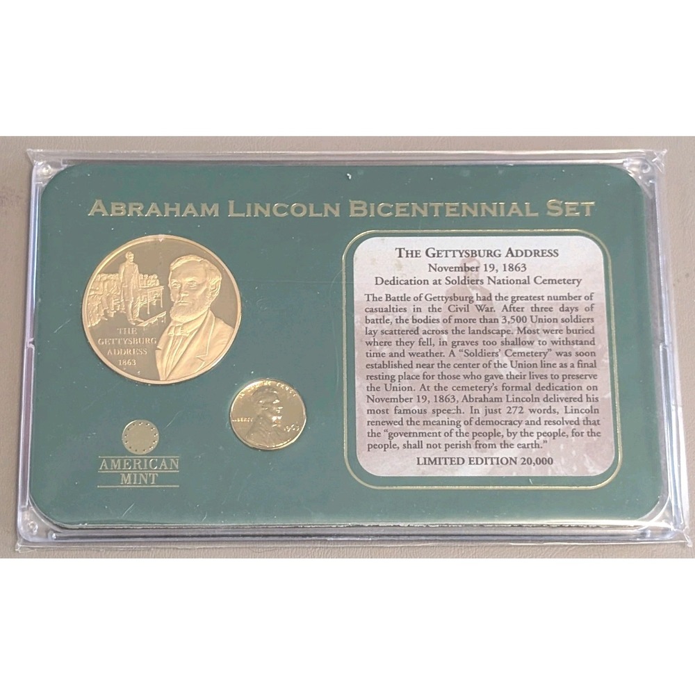 Abraham Lincoln Bicentennial Set - Gettysburg Address - American Mint Series